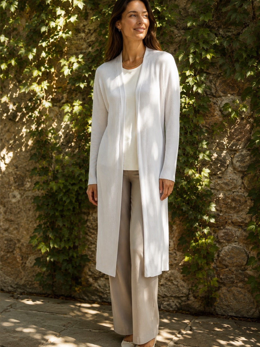 NWT COS Rib Knit Quiet Luxury Longline Oatmeal Colored Duster Cardigan, XS